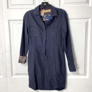 Pladra Cotton Dress Long Sleeve With Nature Deer On Cuffs XS